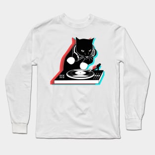 DJ Cat in 3D Colours Long Sleeve T-Shirt